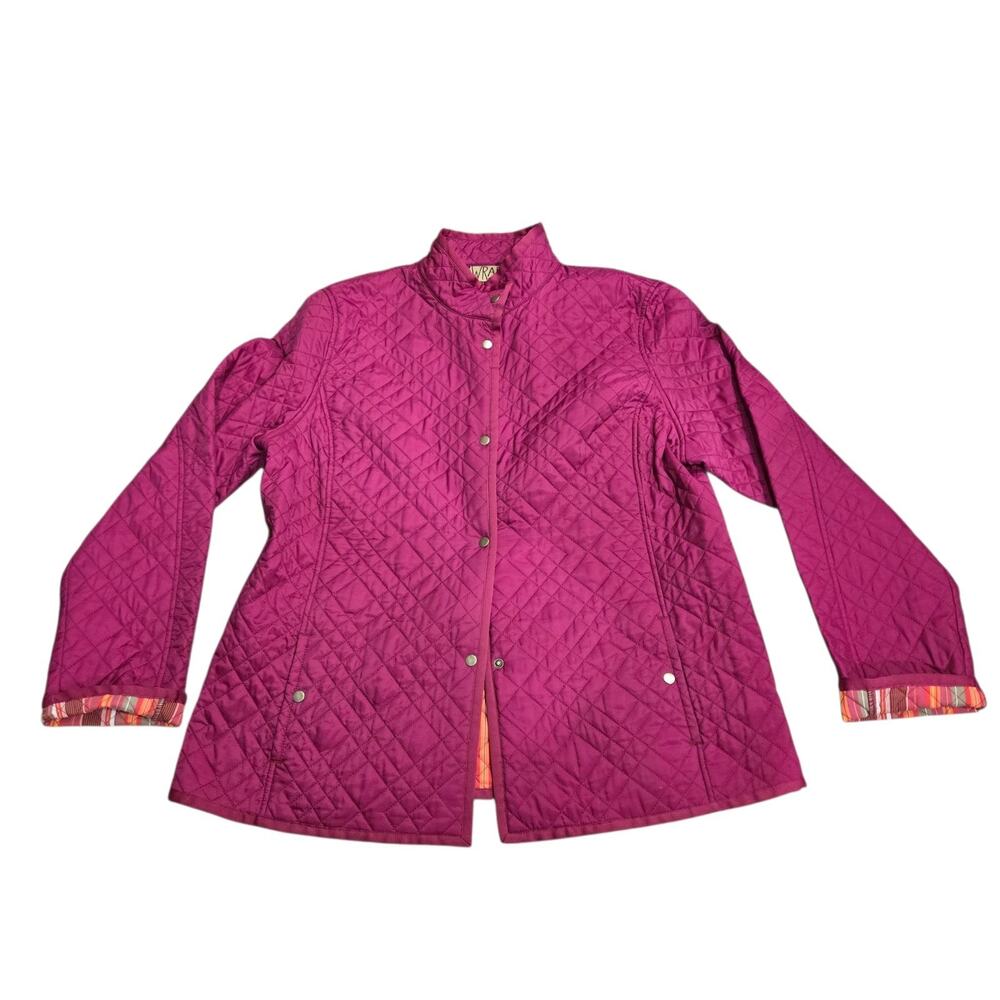 Wraps Canvasbacks Quilted Jacket Womens XL Hot Pink Nylon Snap Coat Lightweight